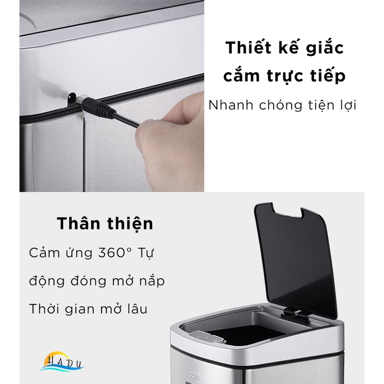 Thùng Rác Cảm Ứng Tự Động CCKO 6L, Thân Inox Chống Vân Tay, Cắm Điện, Đèn LED