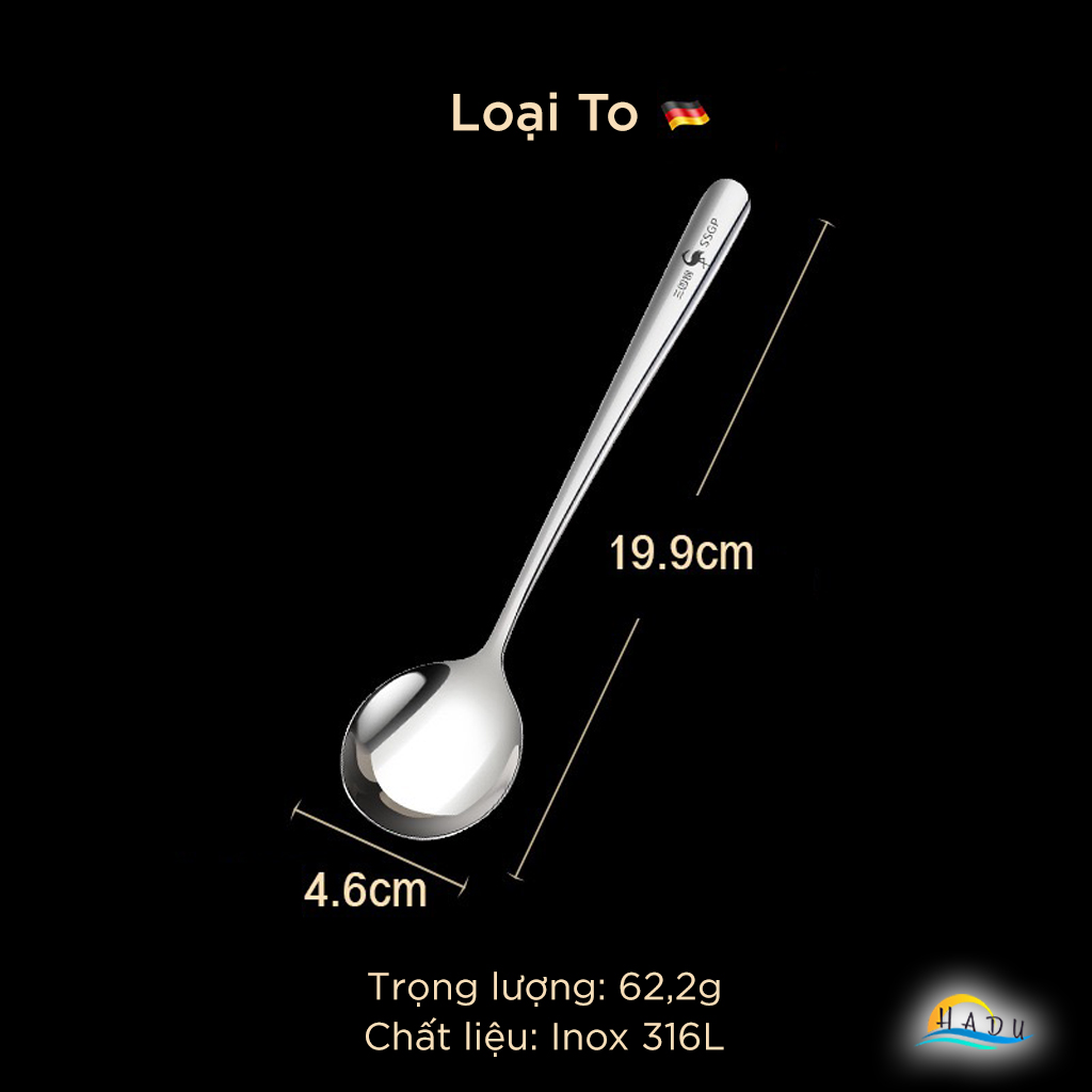 Thìa Ăn Cơm, Muỗng Ăn Phở Inox 316L SSGP Cao Cấp, Thìa Sâu Lòng Đúc Nguyên Khối Đạt Chất Lượng Đức LFGB