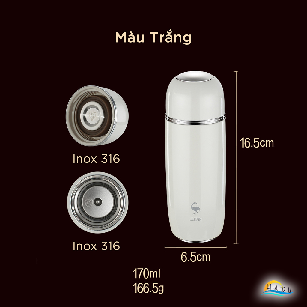 Bình Giữ Nhiệt Mini Inox 316 Cao Cấp 170ml – Thiết Kế Nhỏ Gọn, Giữ Nhiệt Lâu, Chống Rò Rỉ, Tiện Lợi Mang Đi SSGP