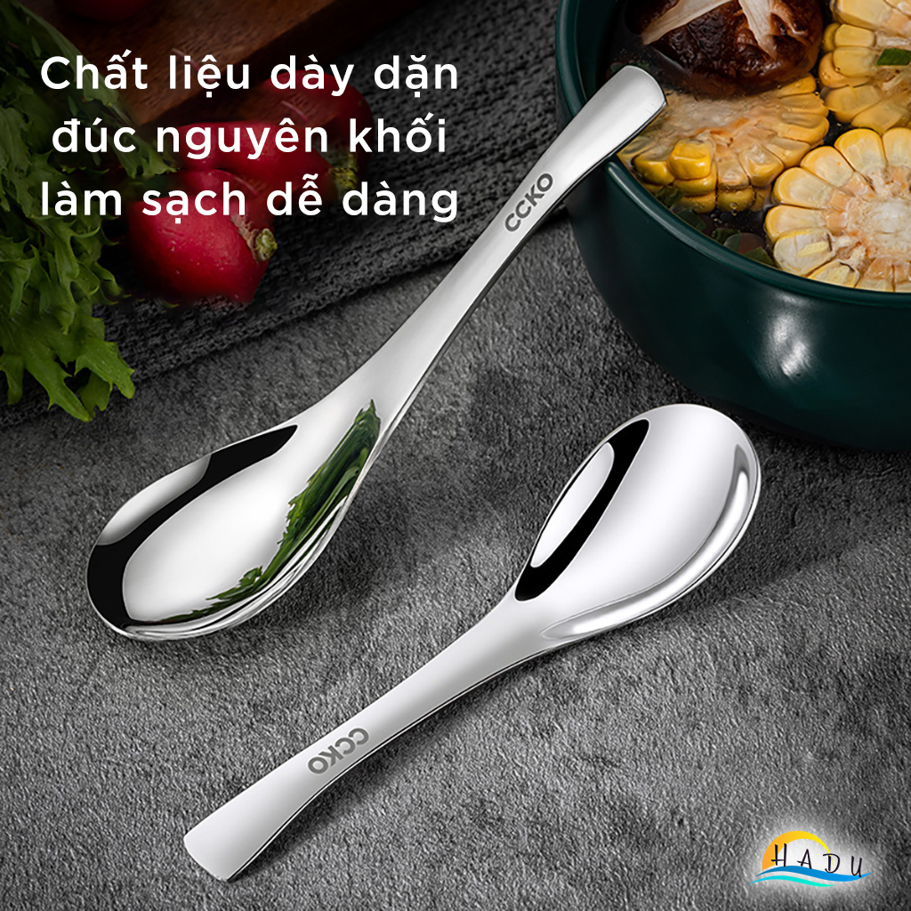 Thìa Ăn Phở Inox 304 CCKO, Đúc Nguyên Khối, Sang Trọng, Nhiều Size