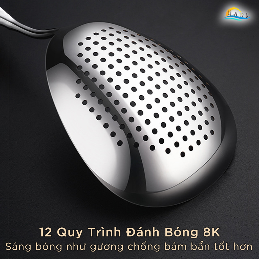 Xẻng Xào Nấu Inox 316L SSGP, Cán Gỗ Chống Nóng, Kháng Khuẩn, Dài 38cm, Đạt Chất Lượng LFGB Đức