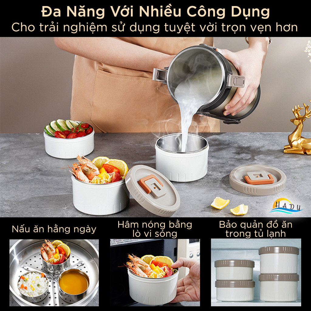 Hộp Cơm Giữ Nhiệt Inox 316L SSGP 2.3L, Giữ Nóng 12 Giờ, Nhiều Ngăn, Đạt Chất Lượng LFGB Đức