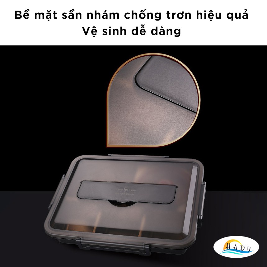 Hộp Đựng Cơm Văn Phòng 4 Tầng Cao Cấp – Giữ Nhiệt, Nhựa PP + Inox 304 An Toàn, Tiện Lợi Mang Đi SSGP