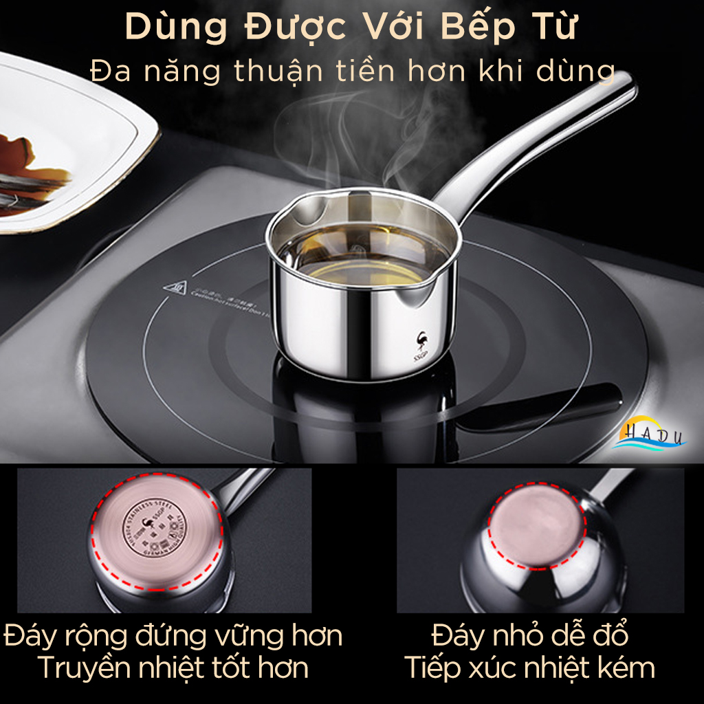 Nồi Inox 304 Cao Cấp, Vòi Rót Dầu Trơn Tru, Cấu Tạo 3 Lớp Truyền Nhiệt Đều, Dùng Được Cho Bếp Từ SSGP