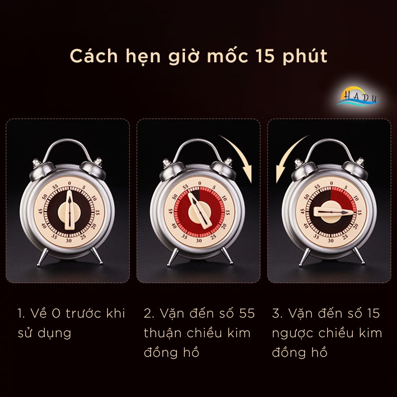 Đồng hồ hẹn giờ nấu ăn inox 304 cao cấp chuông lớn vặn nhanh thời gian chính xác không tốn pin kháng khuẩn SSGP