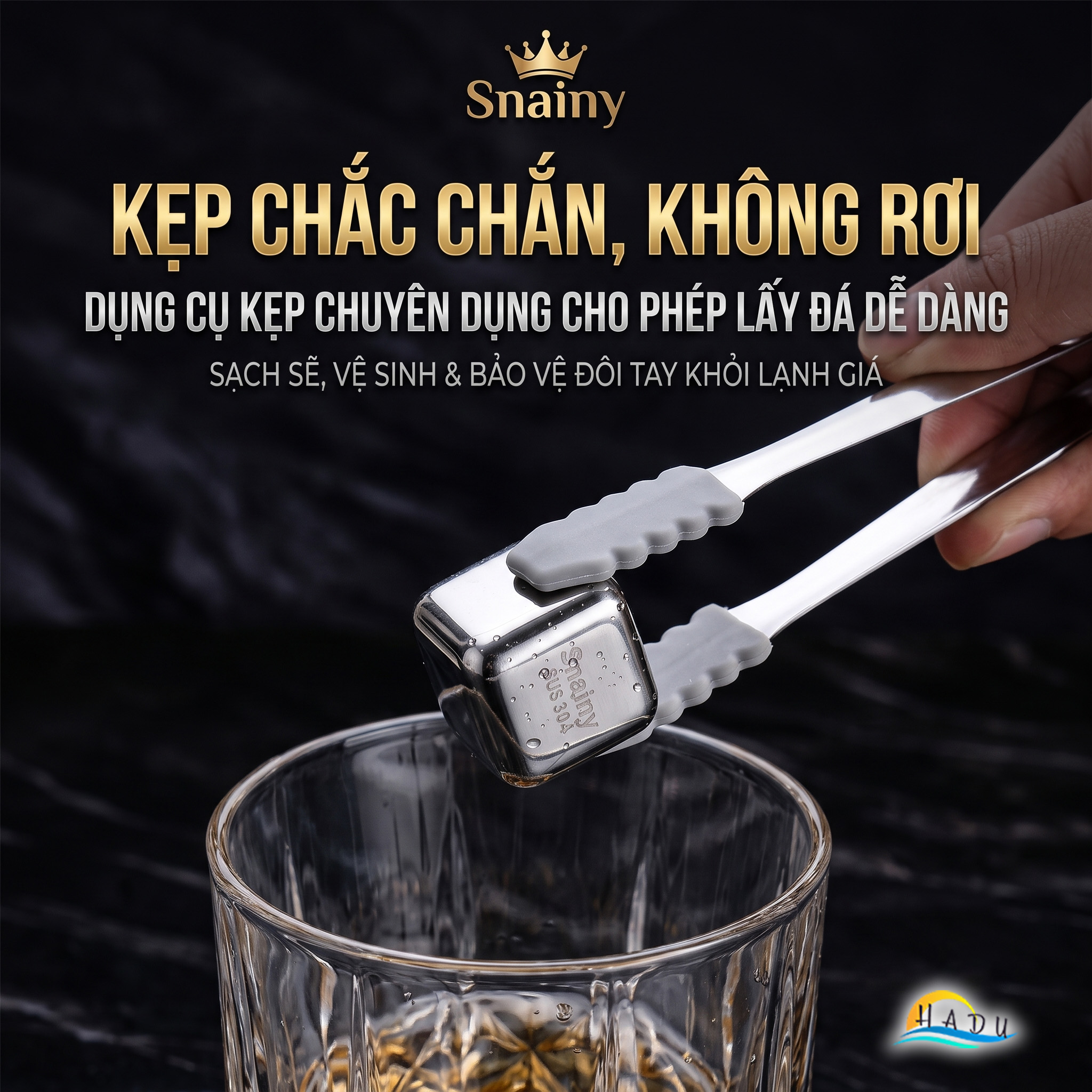 Đá Lạnh Vĩnh Cửu Inox 316 Cao Cấp Kháng Khuẩn Không Tan Làm Loãng Vị Đồ Uống Snainy
