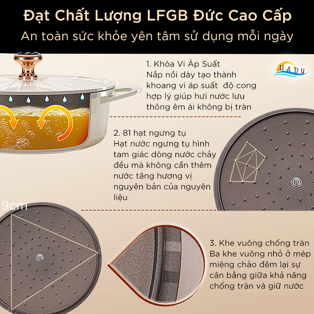 Chảo Chống Dính Bếp Từ SSGP, Phủ Đá Titan, 28cm, Lòng Sâu, Màu Trắng, Đạt Chất Lượng LFGB Đức