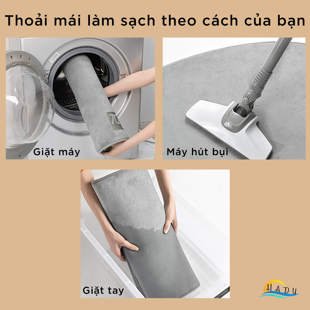 Thảm Lau Chân Siêu Thấm Hút HADU, Lông Cừu San Hô, Chống Trượt, Mềm Mại, 40x60cm