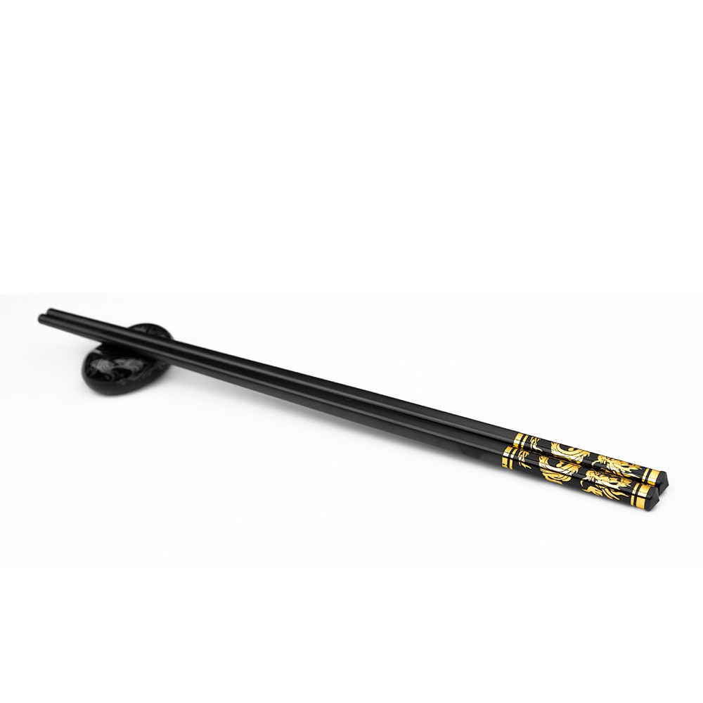 Bộ 10 Đôi Đũa Hợp Kim HADU Kiểu Nhà Hàng, Kháng Khuẩn, Chống Trơn, 27.3cm, Vàng Bạc