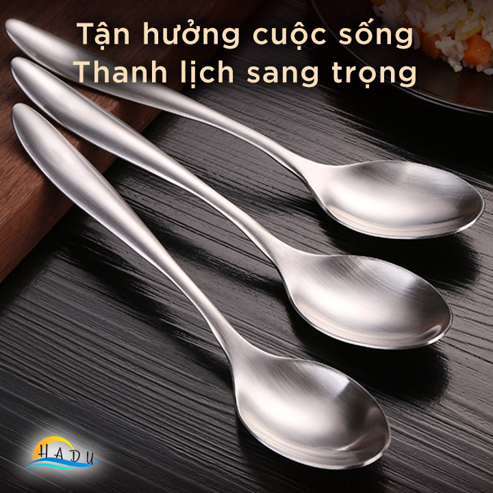 Thìa Muỗng Inox Cán Dài 304 Cao Cấp Ăn Phở Đạt Chất Lượng Đức SSGP Hộp 4 Cái