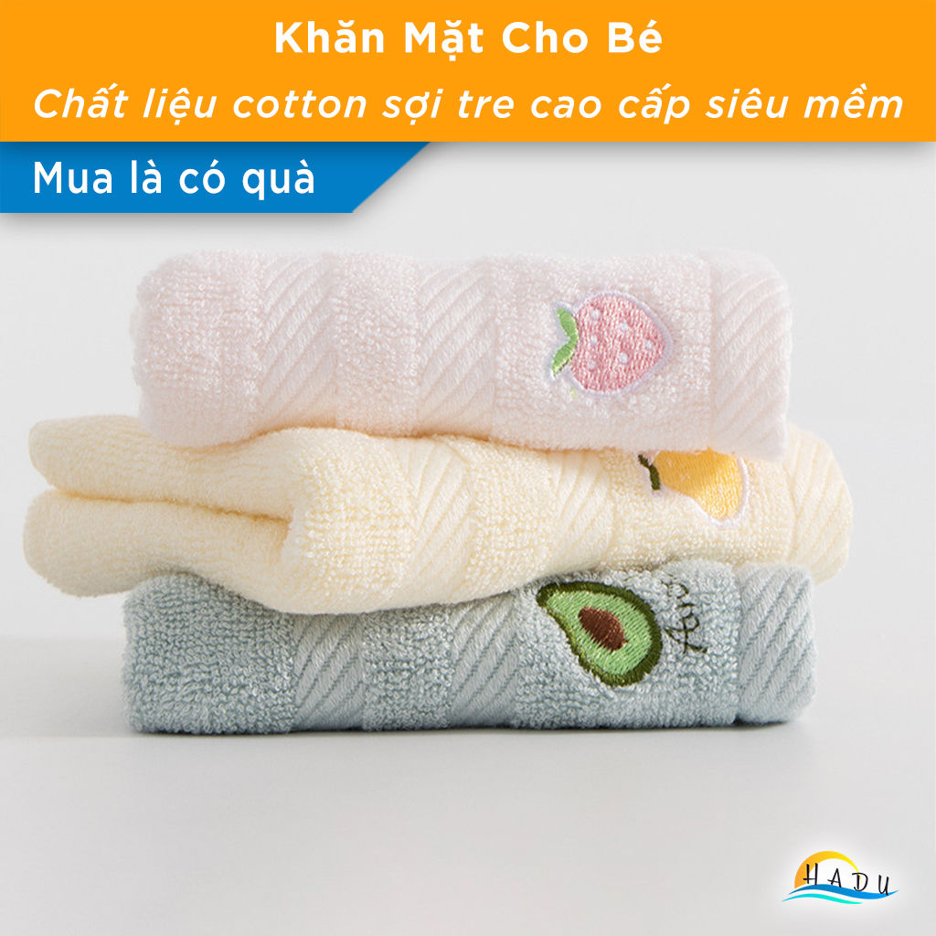 Khăn Mặt Cho Bé HADU, Cotton Sợi Tre, Kháng Khuẩn, Siêu Mềm Mại, 26x48cm, Nhiều Màu
