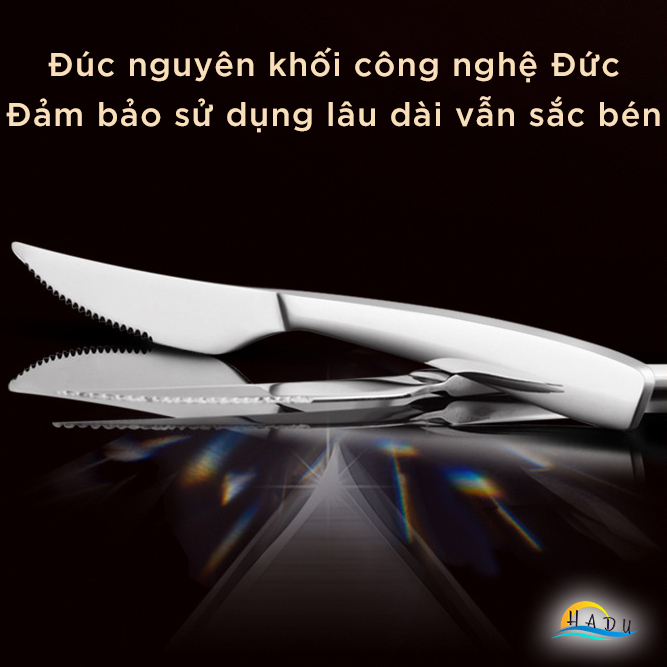Bộ 2 Món Dao Dĩa Ăn Bít Tết SSGP, Inox 304, Thiết Kế Kiểu Nhà Hàng, Cán Dày, Đạt Chất Lượng LFGB Đức