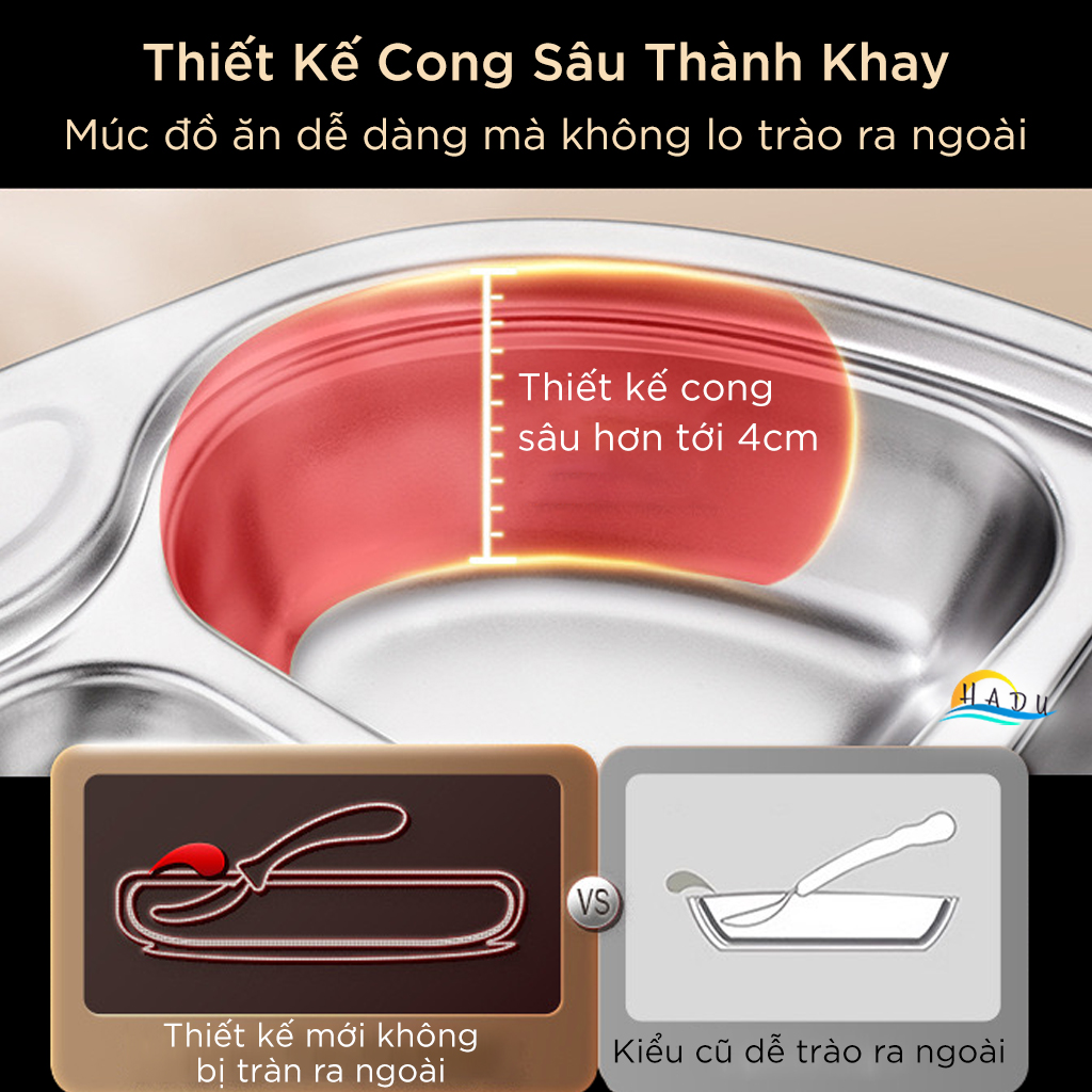 Khay Ăn Dặm Inox 304 Cho Bé – Silicone Chống Đổ, An Toàn, Dễ Dàng Vệ Sinh SSGP