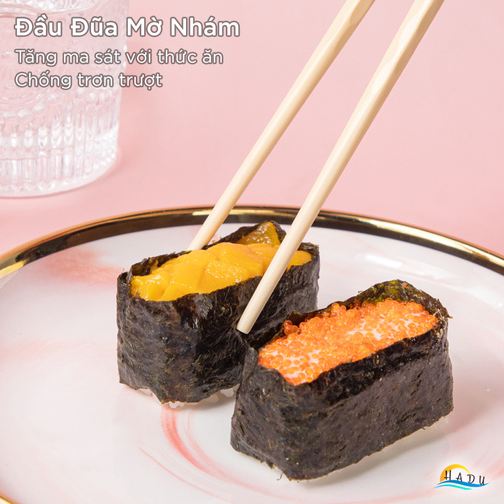 Bộ 5 Đôi Đũa Sợi Thủy Tinh HADU Họa Tiết Hoa Anh Đào, Chống Trơn, Chống Mốc, 24.3cm, Nhiều Màu