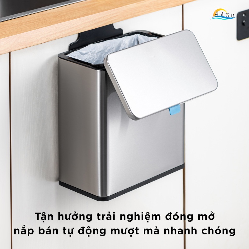 Thùng Rác Treo Tủ Bếp CCKO 3L 6L, Khử Mùi Than Hoạt Tính, Vỏ Inox, Nhiều Màu