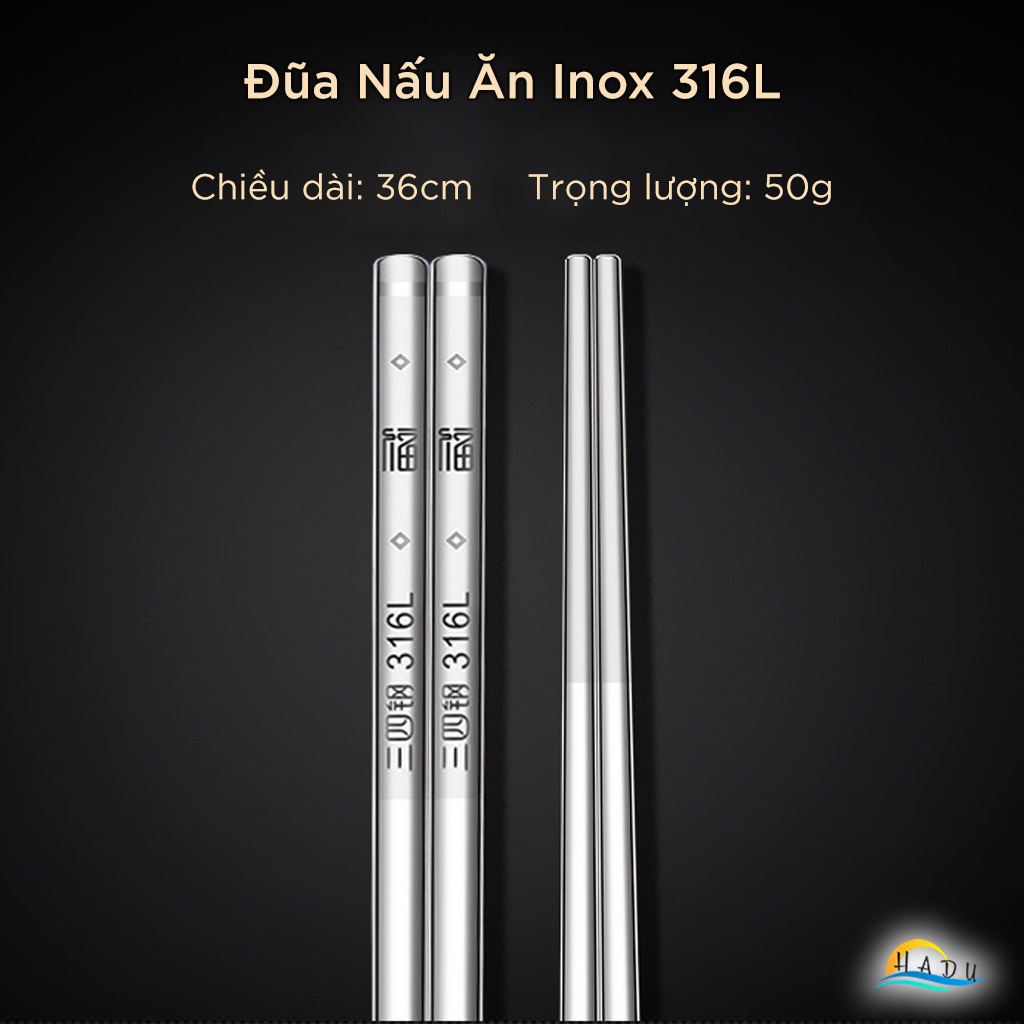 Đũa Nấu Ăn Inox 316L SSGP Dài 36cm, Cách Nhiệt, Chống Trơn, Đạt Chất Lượng LFGB Đức