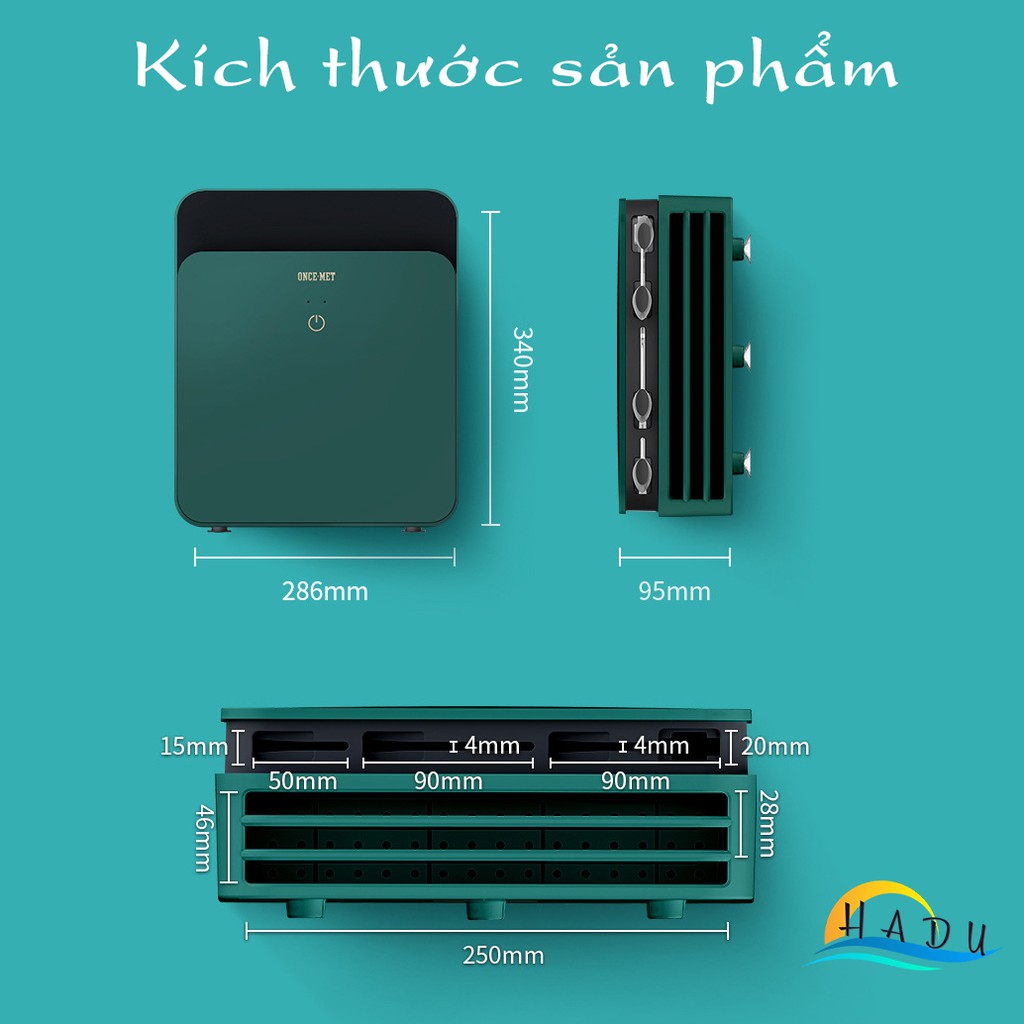 Máy Sấy và Khử Trùng Dao Thớt Đũa HADU, Sấy Nóng 70°C, Diệt Khuẩn Tia UV, Kèm 2 Thớt, Màu Xanh