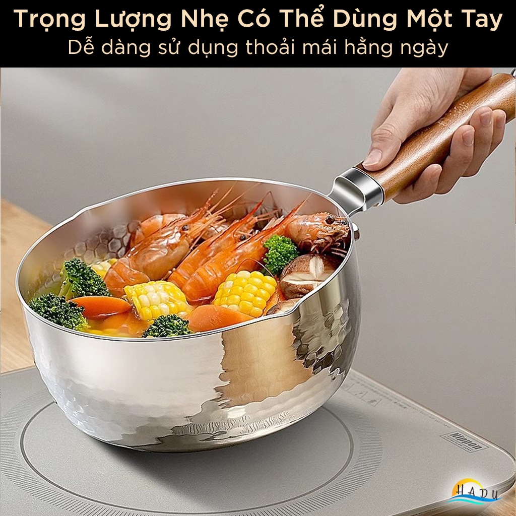 Nồi Inox 316L Bếp Từ SSGP 22cm (3L) Tay Cầm Gỗ Sồi, 5 Lớp, Đạt Chất Lượng LFGB Đức