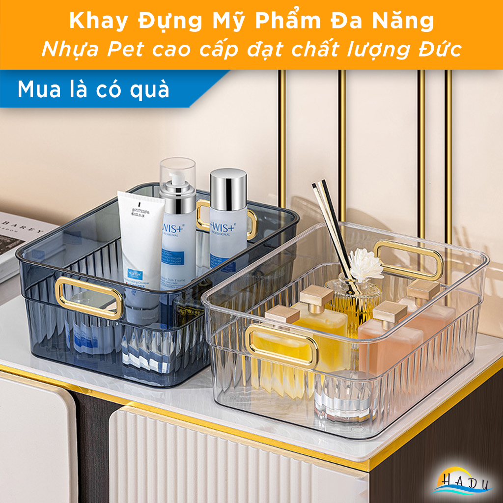 Khay Đựng Mỹ Phẩm Để Bàn CCKO, Nhựa PET Trong Suốt, Đa Năng, 29x20cm, Nhiều Màu