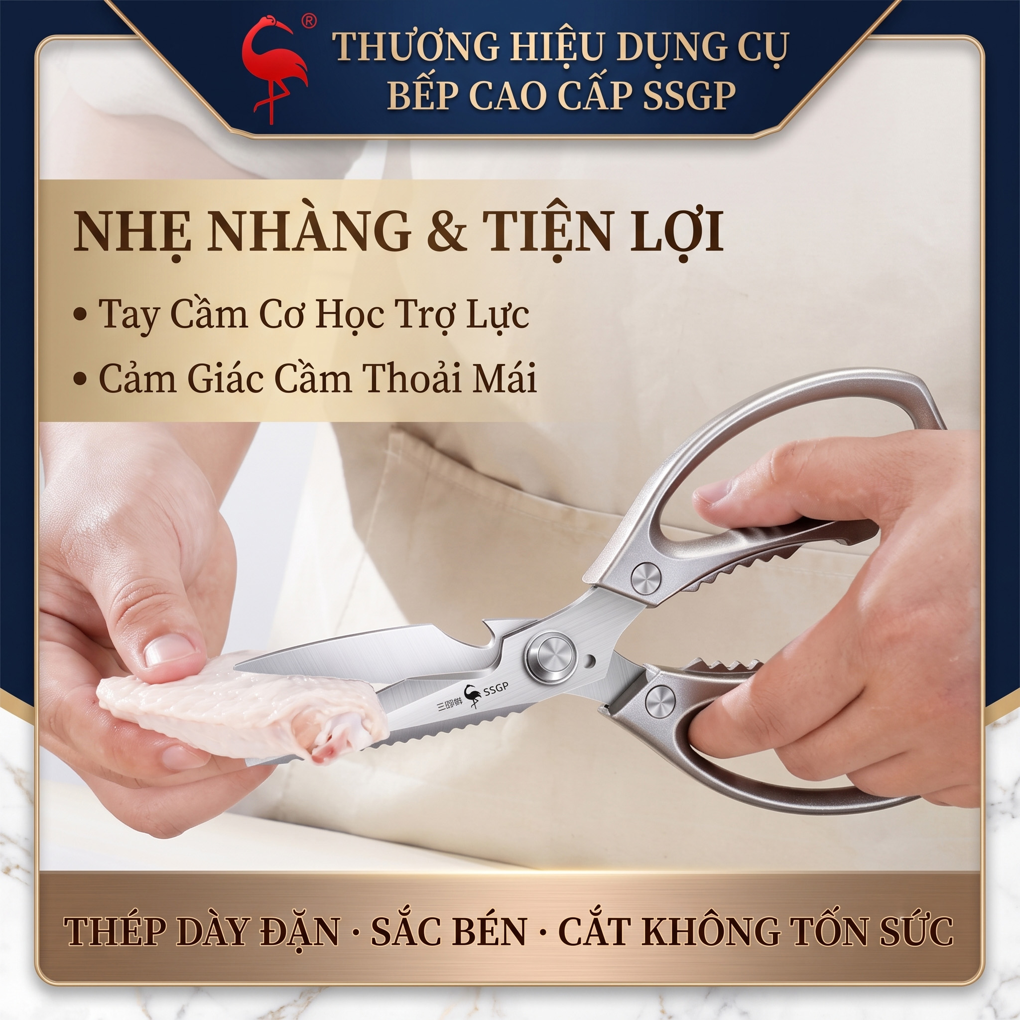 Kéo Cắt Xương Gà Nhà Bếp Đa Năng Cao Cấp Thép Không Gỉ Đạt Chất Lượng LFGB Đức SSGP