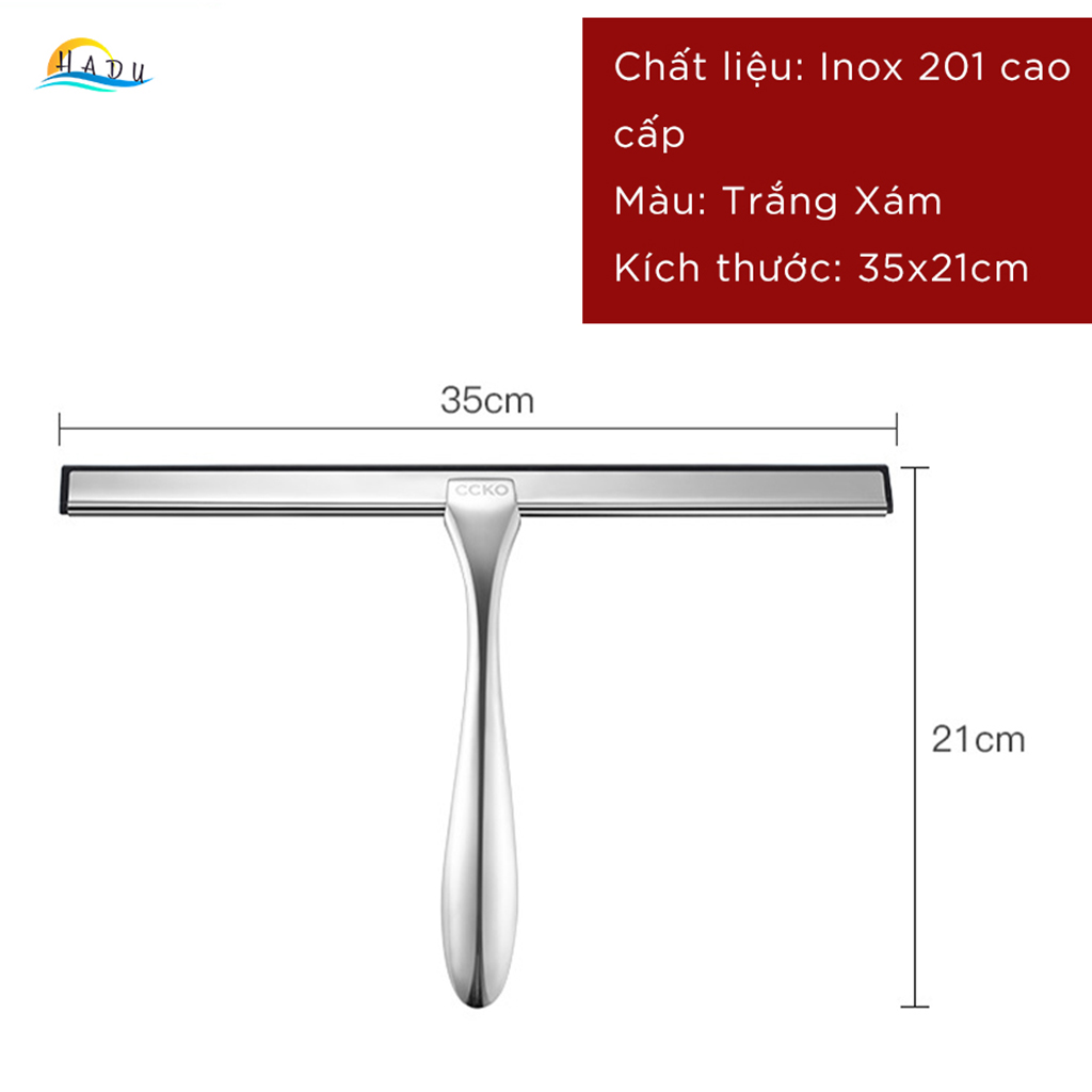 Cây Gạt Kính Cầm Tay CCKO, Thân Inox, Lưỡi Cao Su Mềm, Gạt Nước Sạch Không Vệt