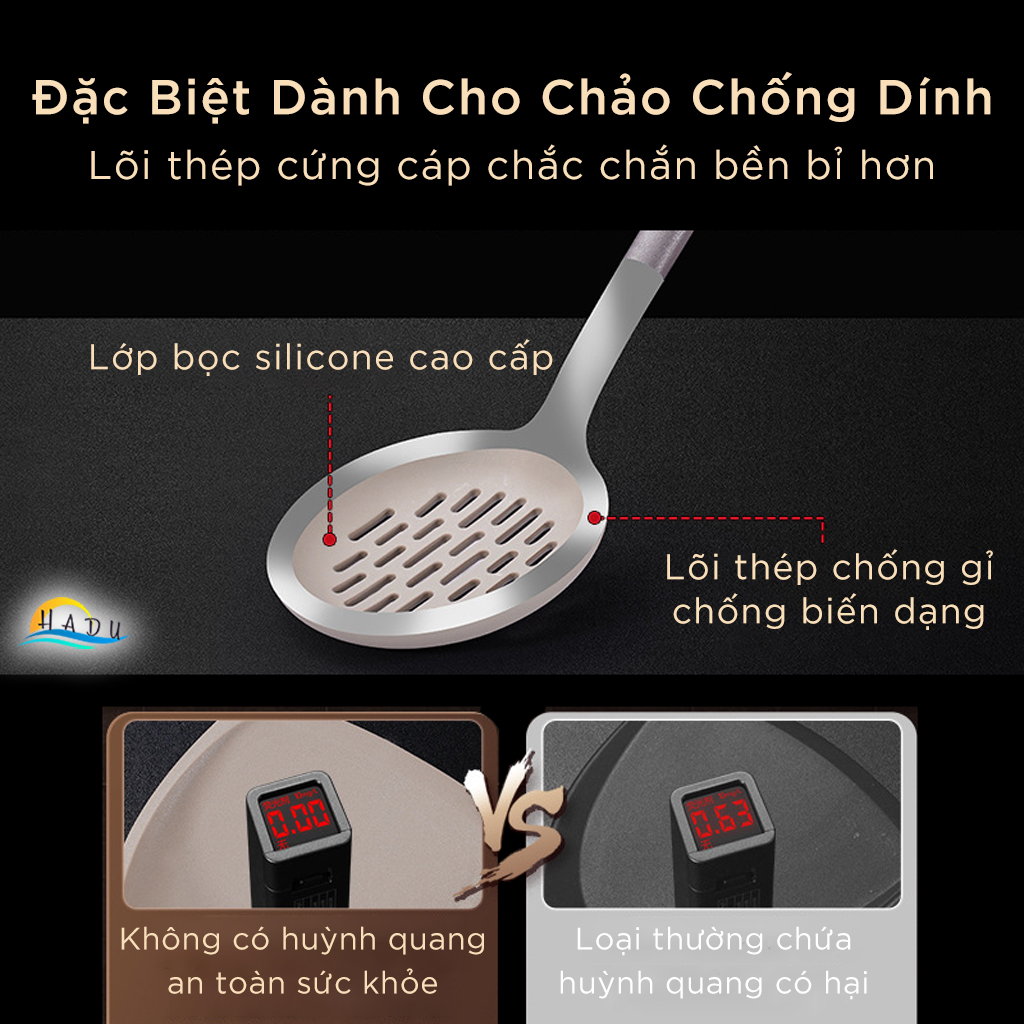 Xẻng Xào Nấu Silicone SSGP, Lõi Thép, Không Trầy Xước Nồi, Dài 38cm, Đạt Chất Lượng LFGB Đức