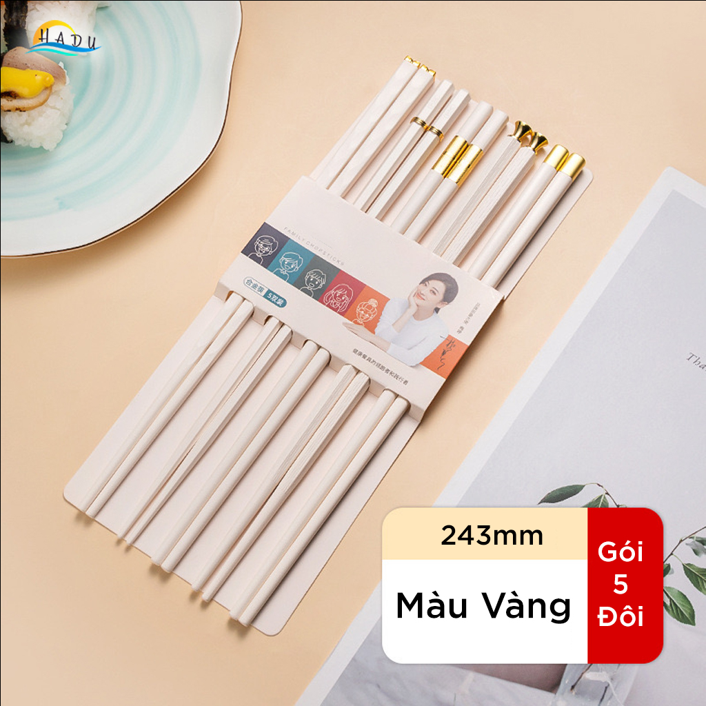 Bộ 5 Đôi Đũa Sợi Thủy Tinh HADU Kháng Khuẩn, Chống Trượt, Chịu Nhiệt, 24.3cm