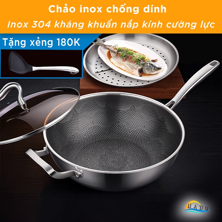 Chảo Chống Dính Lòng Sâu Bếp Từ SSGP 30cm, Inox 316L, Phủ Dupont Mỹ, Đáy 5 Lớp, Đạt Chất Lượng LFGB Đức