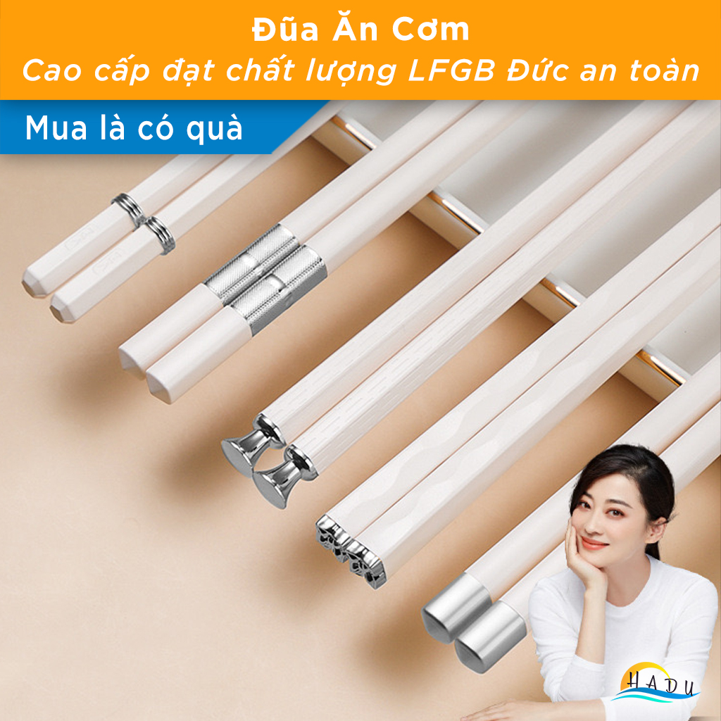 Bộ 5 Đôi Đũa Sợi Thủy Tinh HADU Kháng Khuẩn, Chống Trượt, Chịu Nhiệt, 24.3cm