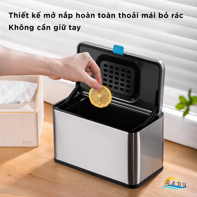 Thùng Rác Treo Tủ Bếp CCKO 3L 6L, Khử Mùi Than Hoạt Tính, Vỏ Inox, Nhiều Màu