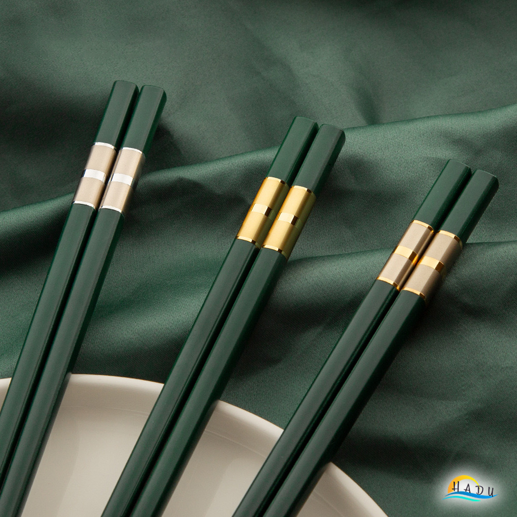 Bộ 10 Đôi Đũa Sợi Thủy Tinh HADU Chống Trơn, Chống Mốc, Màu Đen Bạc, Dài 27.3cm