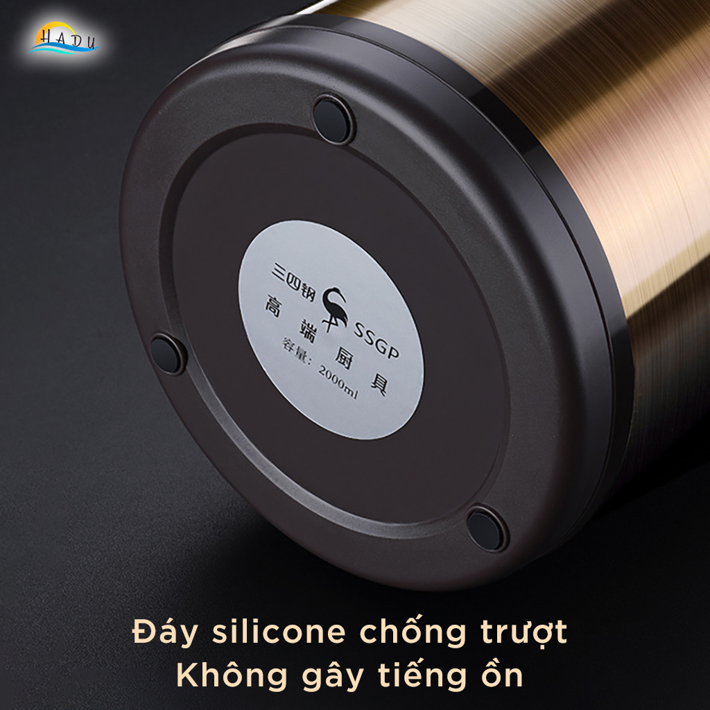 Hộp Đựng Cơm Giữ Nhiệt Inox 304 Cao Cấp, Công Nghệ Chân Không 6 Lớp, Kèm Túi Giữ Nhiệt, Đáy Silicone Chống Trơn, Màu Vàng Đồng SSGP