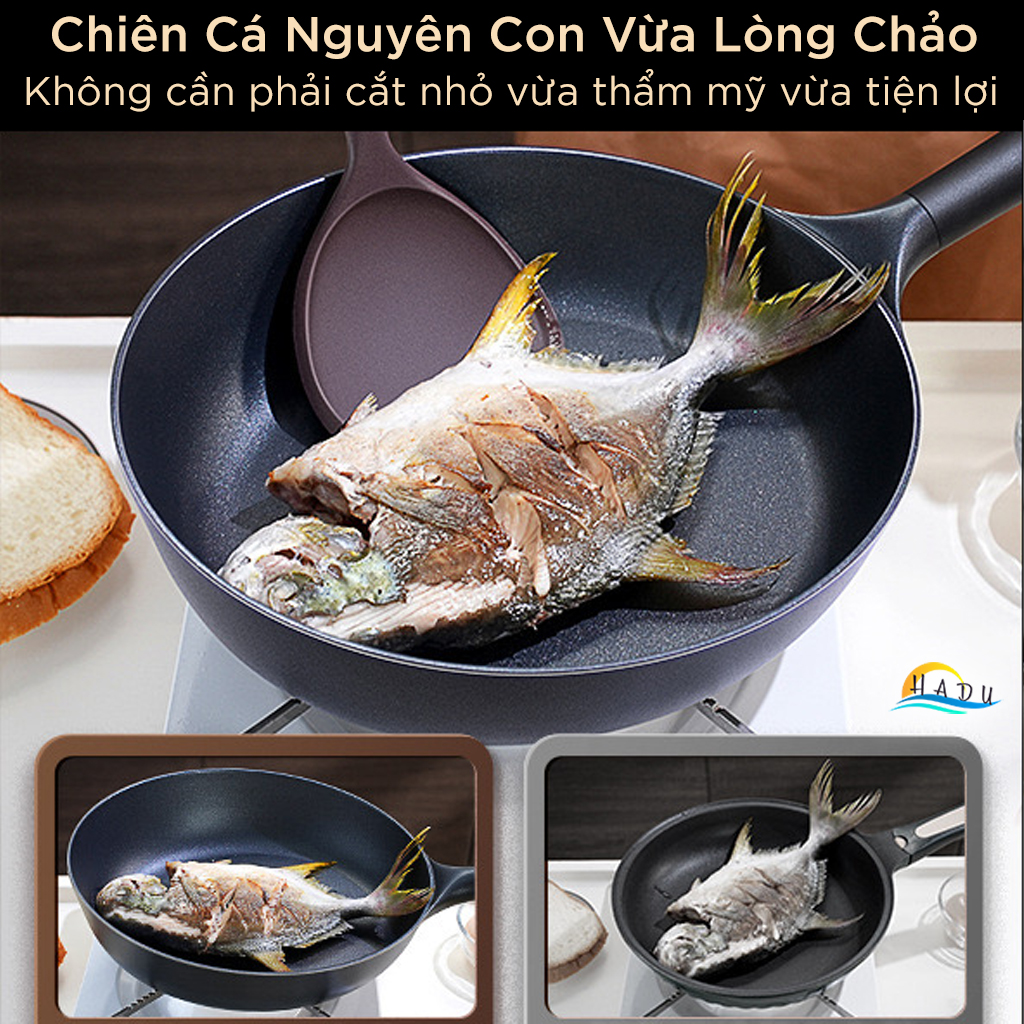 Chảo Chống Dính Cao Cấp 32cm – Đá Núi Lửa Y Tế, Chống Mài Mòn, Chiên Không Dầu, Hợp Kim Nhôm, Bếp Từ SSGP