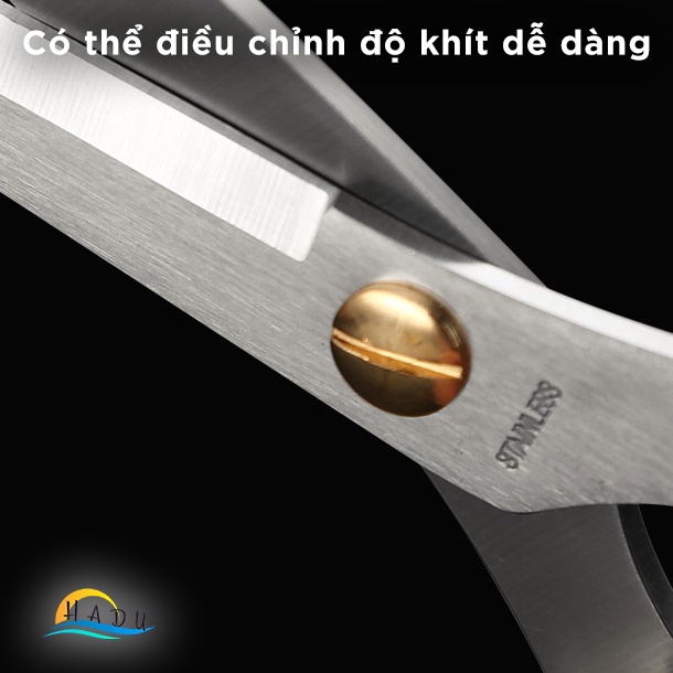 Kéo Cắt Gà Nhà Bếp Đa Năng HADU, Inox 304, Sắc Bén, Chống Trượt, 19cm, Màu Vàng Bạc