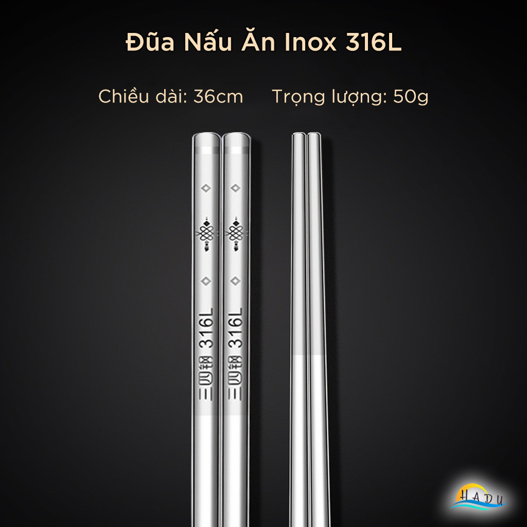 Đũa Nấu Ăn Inox 316L SSGP Dài 36cm, Cách Nhiệt, Chống Trơn, Đạt Chất Lượng LFGB Đức