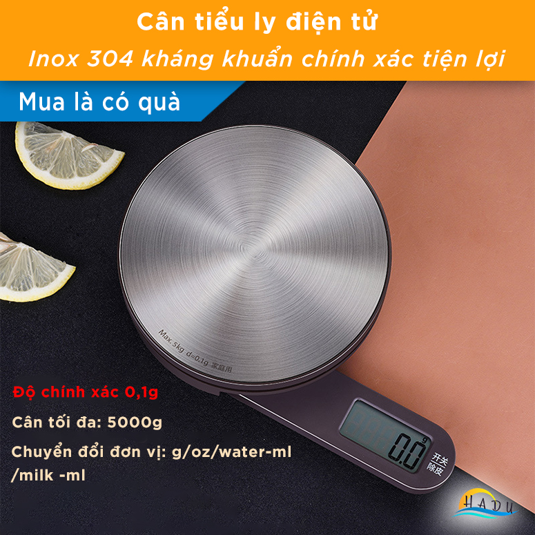 Cân Tiểu Ly Điện Tử Inox 304 Cao Cấp – Cảm Biến Siêu Nhạy, Tối Đa 5kg, Thiết Kế Gọn Gàng Tiết Kiệm Không Gian SSGP