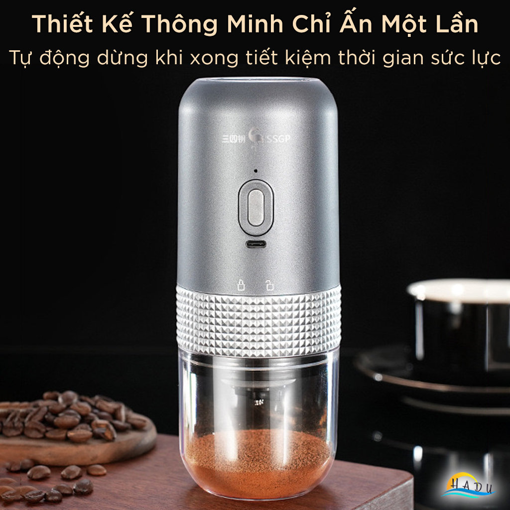Máy Xay Cà Phê Hạt Cầm Tay Mini Tự Động Cao Cấp Đạt Chất Lượng LFGB Đức SSGP