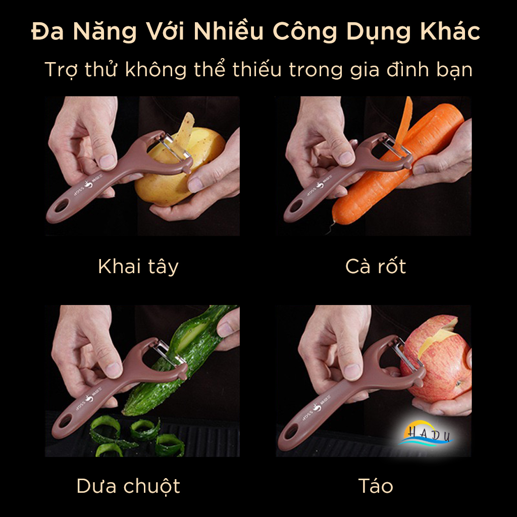 Nạo Rau Củ Quả Đa Năng SSGP, Dao Bào Gọt Vỏ Mỏng Lưỡi Thép 420 Siêu Bén, Có Đầu Lấy Mắt