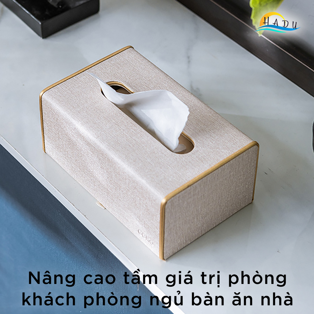 Hộp Đựng Khăn Giấy Bọc Da CCKO, Để Bàn Sang Trọng, Đáy Nam Châm, Nhiều Màu