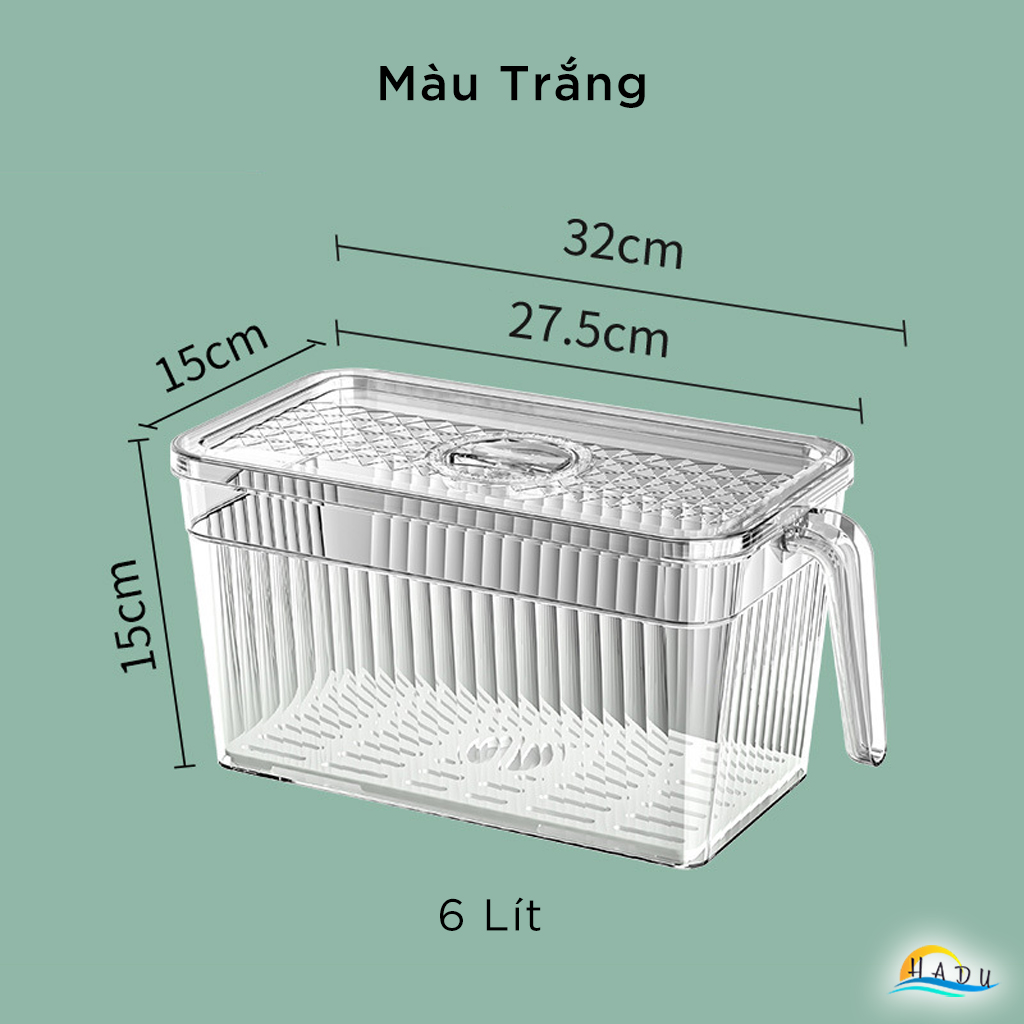 Hộp Bảo Quản Rau Củ Tủ Lạnh CCKO 6L, Có Rổ Lọc Chống Úng, Nắp Ghi Ngày, Nhiều Màu