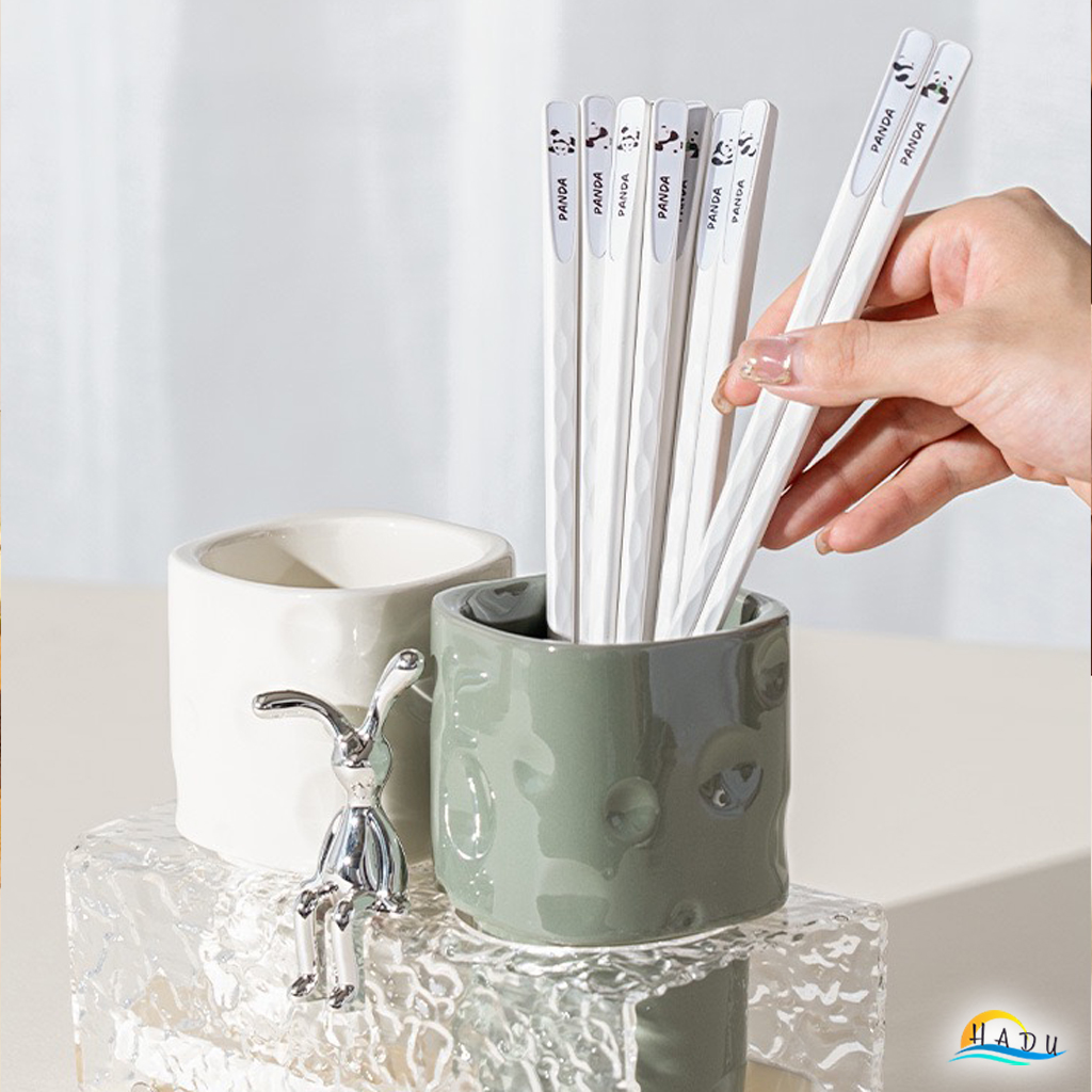 Bộ 5 Đôi Đũa Sợi Thủy Tinh HADU Kháng Khuẩn, Chống Mốc, Đầu Nhám Chống Trơn, Màu Trắng