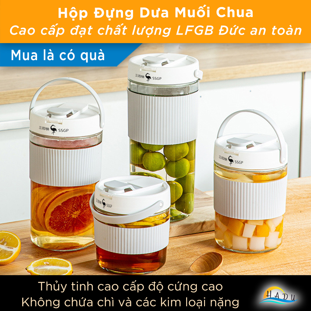 Hộp Đựng Dưa Cà Muối Chua Thủy Tinh Cao Cấp 900ml 1200ml 1600ml Đạt Chất Lượng LFGB Đức SSGP