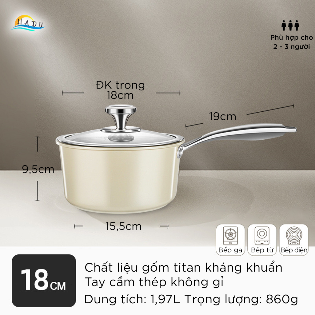 Nồi Chống Dính Bếp Từ SSGP 18cm 20cm, Gốm Titan, Phủ Ceramic Greblon, Đạt Chất Lượng LFGB Đức