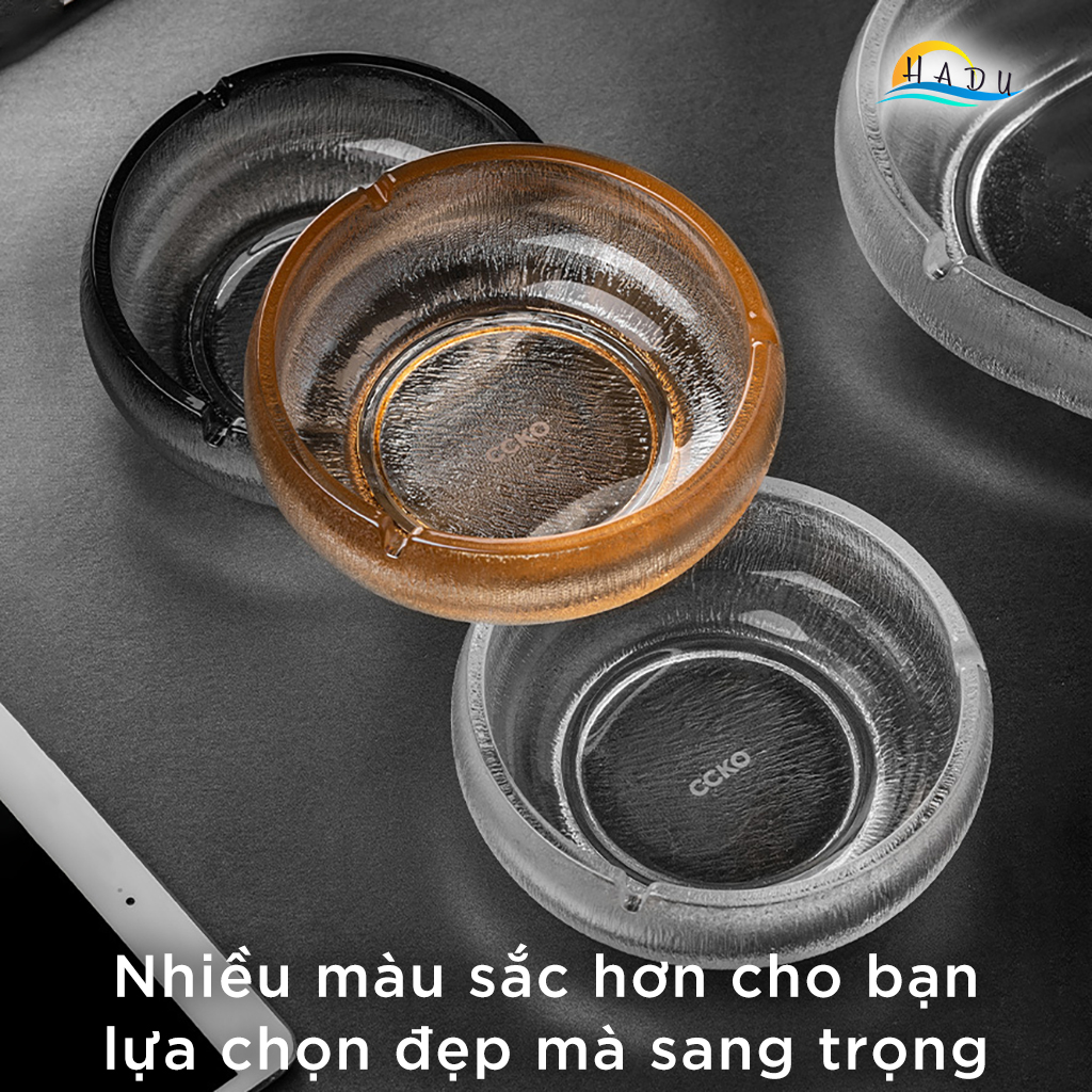 Gạt Tàn Thuốc Lá Thủy Tinh Mờ CCKO, Thiết Kế Sang Trọng, Để Bàn, Size 17.5cm, Nhiều Màu