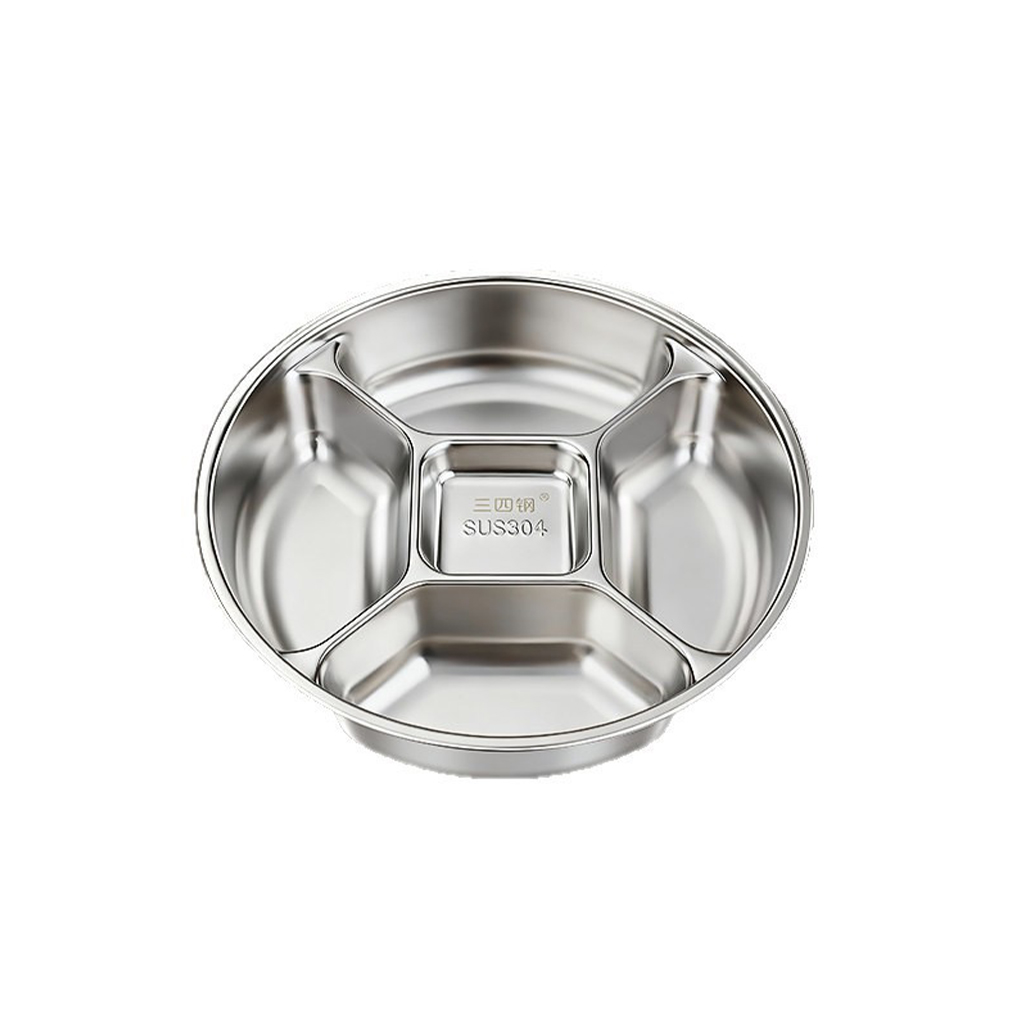 Khay Inox 304 Chia 5 Ngăn Cao Cấp SSGP, Đĩa Đựng Gia Vị Chuẩn Bị Nguyên Liệu Nấu Ăn Đạt Chất Lượng LFGB Đức