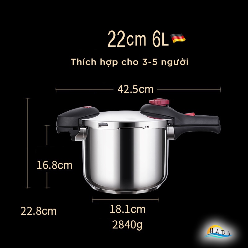 Nồi Áp Suất Bếp Từ Inox 304 SSGP 4L 6L, 2 Chế Độ Nấu, Đáy 3 Lớp, Hầm Nhanh, Đạt Chất Lượng LFGB Đức
