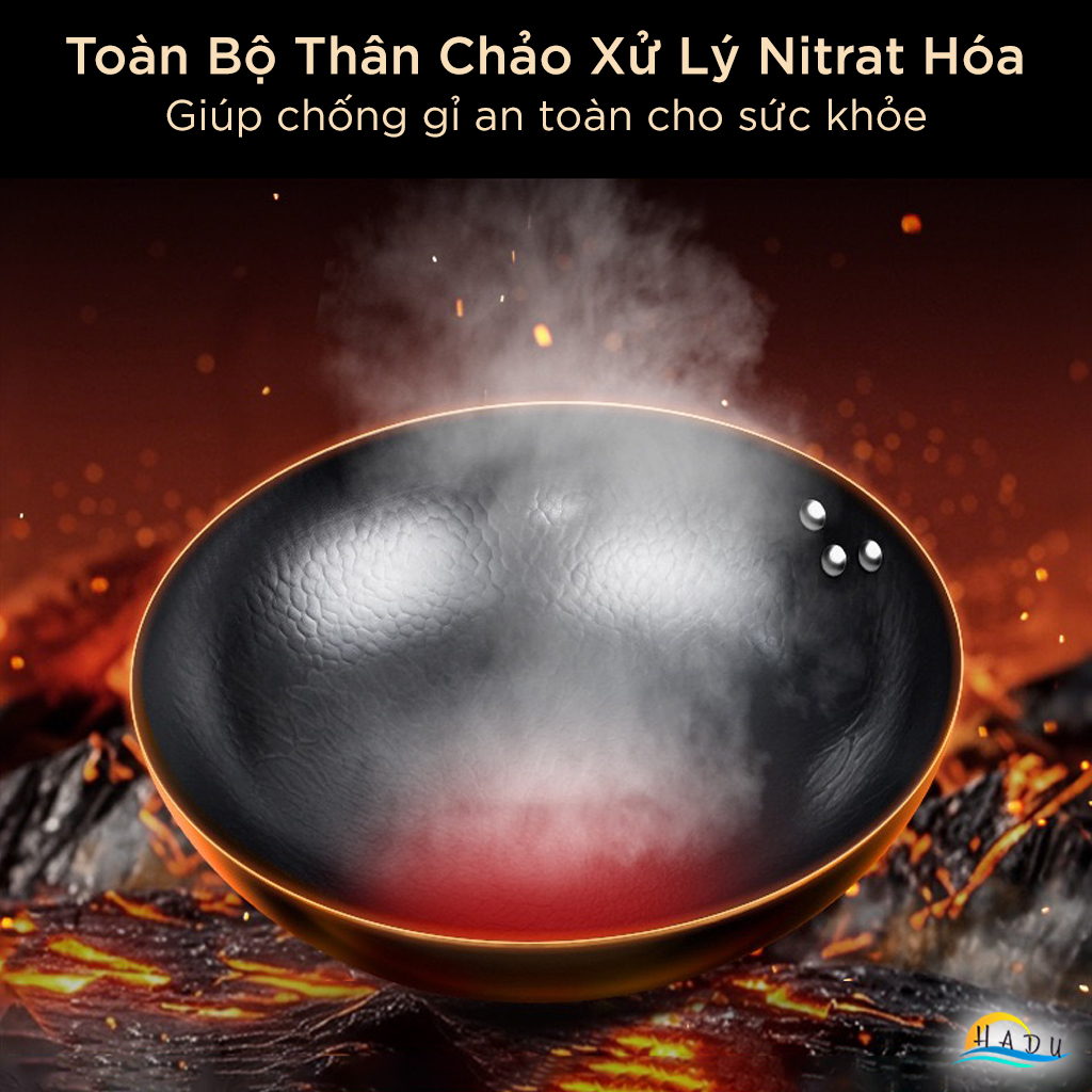 Chảo Gang Đúc Nguyên Khối Đã Tôi Chống Dính Cao Cấp 32cm SSGP, Chảo Xào Sâu Lòng Đạt Chất Lượng LFGB Đức