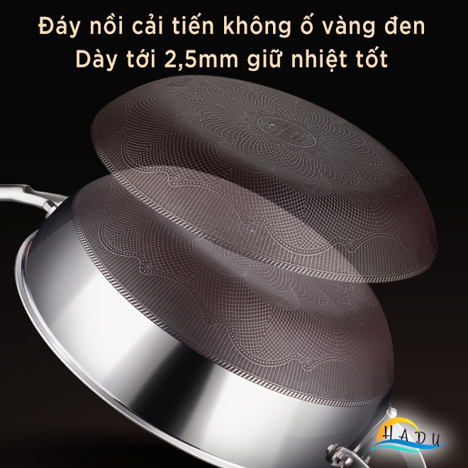 Chảo Chống Dính Lòng Sâu Bếp Từ SSGP 30cm, Inox 316L, Phủ Dupont Mỹ, Đáy 5 Lớp, Đạt Chất Lượng LFGB Đức
