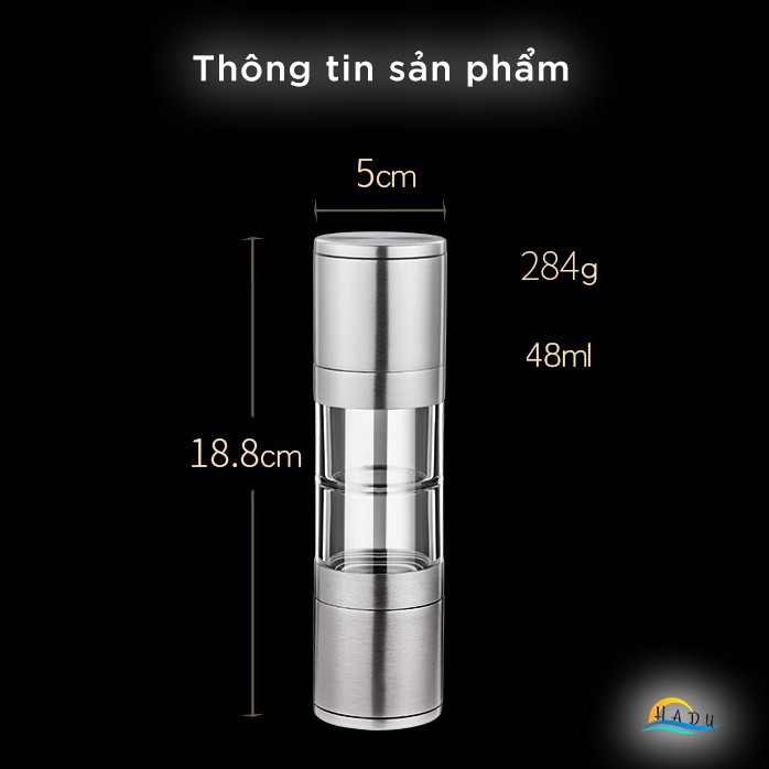 Dụng Cụ Lọ Cối Xay Tiêu Cầm Tay Inox Thủy Tinh Cao Cấp Đạt Chất Lượng Đức SSGP