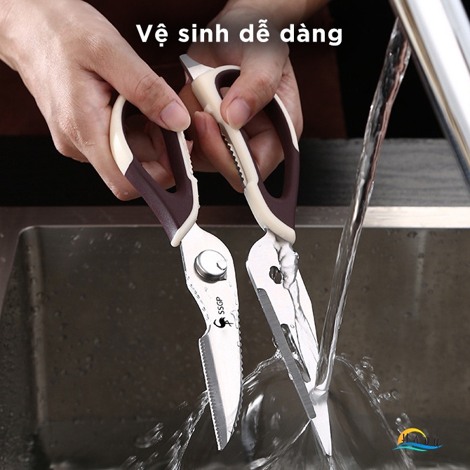 Kéo Nhà Bếp Đa Năng SSGP, Inox 304, Cắt Gà, Cắt Xương, Mở Nắp Chai, Dài 23cm, Đạt Chất Lượng LFGB Đức